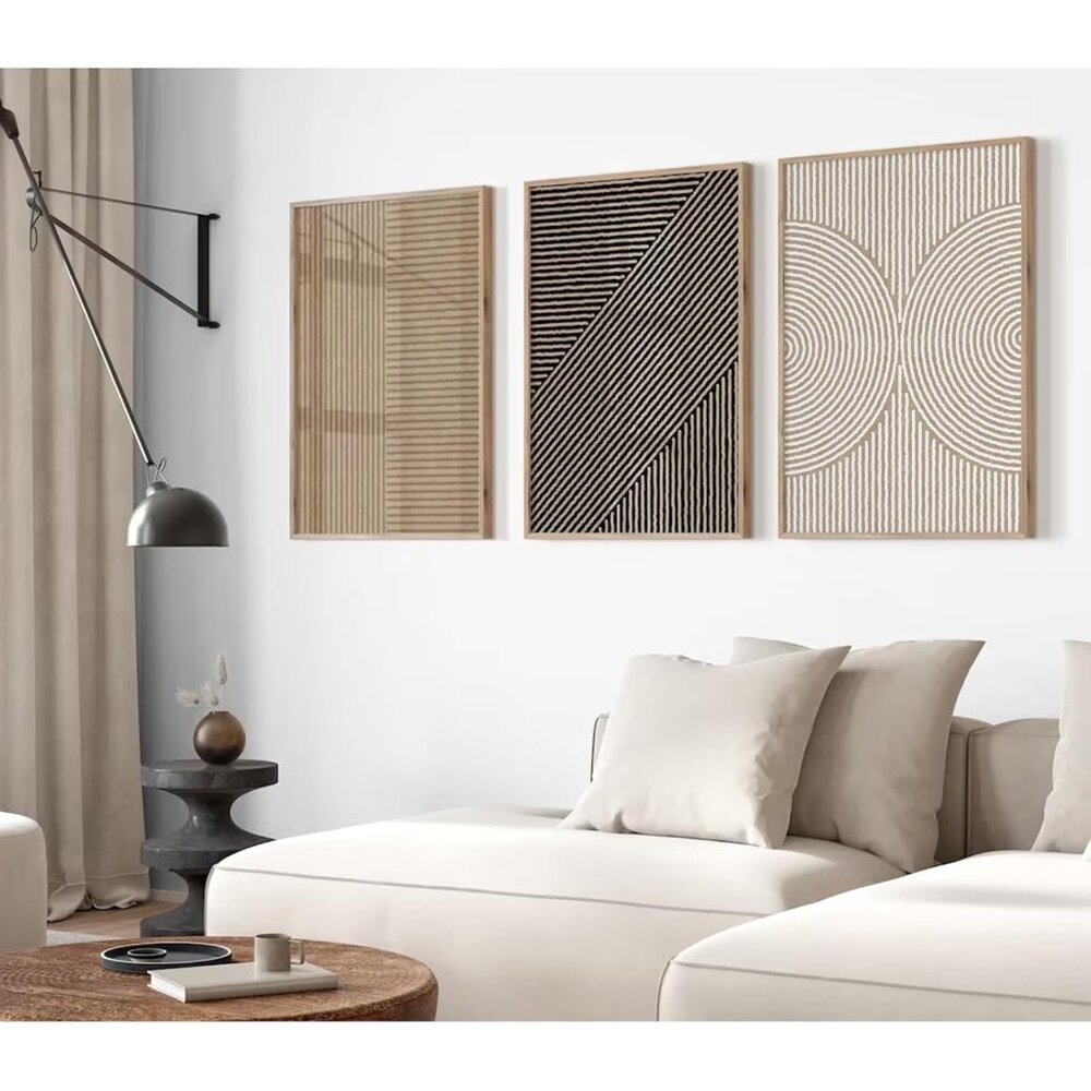 Boho Modern Wall Art Pictures Neutral Abstract Canvas Wall Decor Minimalist Line